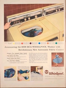 1957 vintage RCA Whirlpool Yellow Washing Machine, Classic 50's Print Ad - Picture 1 of 1