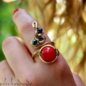 Coral Crystals Ring - Any Size - Handmade Jewelry - Picture 1 of 4