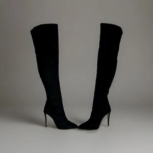 Calvin Klein Collection | Sexy Black Suede | Overknee Stiefel | Neu mit Karton | US 9 - Bild 1 von 10