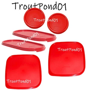 Tapas de repuesto Tupperware Modular Mates sellos rojos x 6 piezas redondas ovaladas cuadradas - Imagen 1 de 1