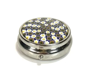 "Tocador estilo pastillero Millefiori tono plateado redondo verde amarillo azul 1,5""" - Imagen 1 de 7