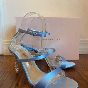 Sophia Webster Rosalind Crystal Heel Sandals Blue Women's Size 38.5/8.5 - Picture 1 of 10