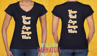 Camisetas estampadas personalizadas con cuello en V ajustadas para dama para mujer trabajo de cumpleaños de gallina Foto 1 de 4