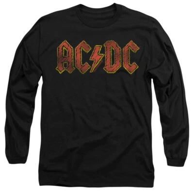 ACDC Hand Drawn Logo Mens Long Sleeve T-Shirt, Black