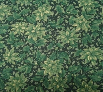 33" Treasured Traditions Quilting Treasures Tonal Green Poinsettia - Image 1 of 2