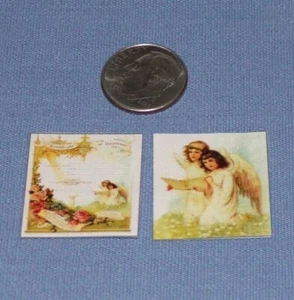 Dollhouse Miniature Religious Certificate of Baptism Stationary Paper Angels Lot - Picture 1 of 1