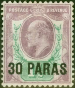 British Levant 1909 30pa on 1 1/2d Pale Dull Purple & Green SG16 Fine MM - Picture 1 of 1