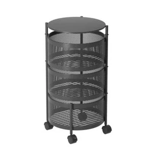 SOGA 3 Tier Steel Round Rotating Kitchen Cart Multi-Functional Shelves Portable - Picture 1 of 8