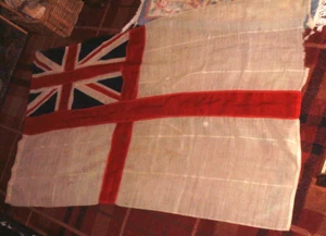 VINTAGE STITCHED PANEL ROYAL NAVY MARITIME MARINE BOAT WHITE ENSIGN FLAG 65x37" - Picture 1 of 23