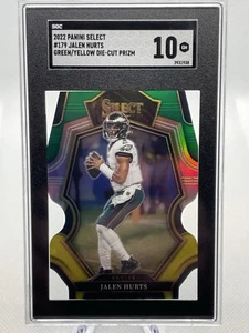2022 Panini Select Jalen Hurts Prizm Green/Yellow Die-Cut SGC 10 Eagles - Picture 1 of 2