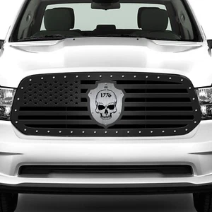 300 INDUSTRIES Custom Aftermarket Grille for 13-18 Ram 1500 Truck FLAG N SKULL 2 - Bild 1 von 4