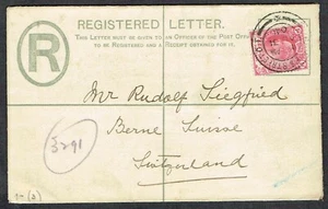 Cape of Good Hope 1904 Registered to Switzerland 1d Red ST GEORGES ST CT CDS - Picture 1 of 2