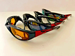 Gepolsterte windabweisende Sonnenbrille/Brille Motorrad ATV Radfahren mit roten Flammen - Bild 1 von 22