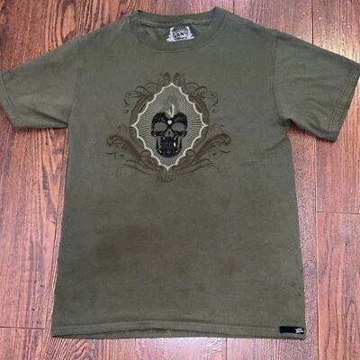 Van’s T-Shirt Men’s M Skull Mohawk Skate Skateboard Military Olive Dark Green - Image 1 of 4