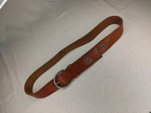 Cinturón ancho de cuero marrón estampado detalle de metal Western para mujer 41"A70 - Imagen 1 de 10