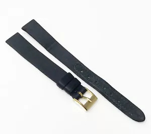 Correa de reloj Kalbe Italia cuero genuino tono negro 11 mm cuero dorado con hebilla - Imagen 1 de 5