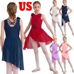 Vestito body irregolare danza contemporanea moderna lirica paillettes bambina - Foto 1 di 60