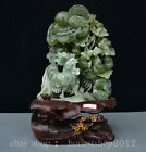 17.2" China natürliche Grüne Xiu Jade geschnitzt Chook Huhn Ru Yi Kürbis Statue