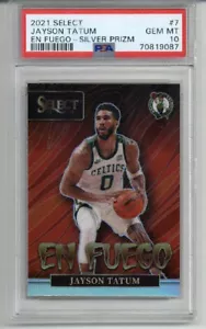 2021 PANINI SELECT EN FUEGO SILVER PRIZM #7 JAYSON TATUM CELTICS PSA 10 POP 6 - Picture 1 of 2