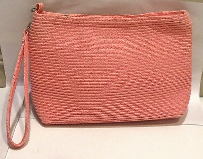 Talbots, Pink Paper Straw Detachable Strap Wristlet / Clutch Bag - Imagem 1 de 4