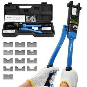16T Hydraulic Battery Cable Crimper Hydraulic Crimping Tool w/13 Pairs of Dies - Picture 1 of 6