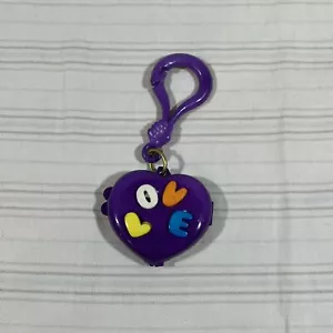 HTF Vintage 1980s Plastic Clip On LOVE Heart Charm Locket Mirror Purple A2 - Picture 1 of 6