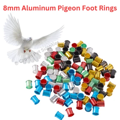 CROWN PET SUPPLIES Aluminium 8mm Leg Rings Band Foot For Race Pigeon Bird Chicks Quail Doves