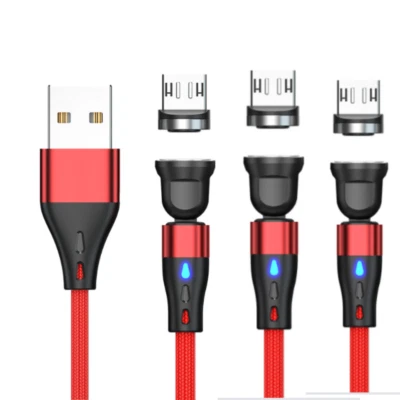 Cable de carga cargador de teléfono magnético giratorio 540° para micro USB/Tipo C/iPhone Foto 1 de 4