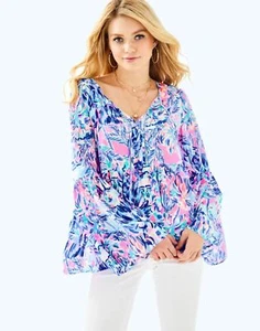 Top Lily Pulitzer Cabana Cocktail Kahli Manga Larga Campana XS NUEVO CON ETIQUETAS - Imagen 1 de 9