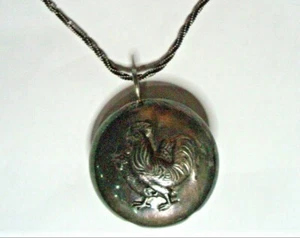 Collana antica argento sterling 'Gallo' italiana con ciondolo dettaglio rialzato 22,5'  - Foto 1 di 6