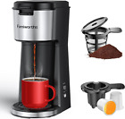 Famiworths Single Serve Coffee Maker for K Cup & Ground Coffee, Classic Black