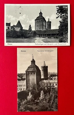 2 x AK BERNAU bei Berlin 1941 Parkanlage mit Königstor und Hungerturm   ( 162142 - Bild 1 von 2