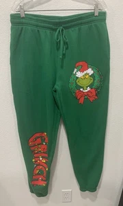 Dr Seuss The Grinch Mad Engine Sweat Pants Sz L Christmas Green - Picture 1 of 11