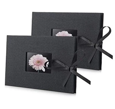 Paquete de 2 álbumes de fotos pequeños 4x6, cada álbum de fotos tiene capacidad para 24 12 bolsillos/2 piezas negro Foto 1 de 4