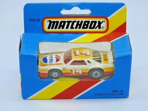MATCHBOX MACAU 1983 MB34 CHEVY STOCK CAR MINT IN UNOPENED BLUE M TYPE BOX - Picture 1 of 5