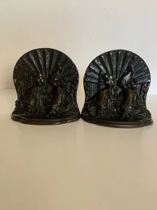 Antique Art Deco Asian Kissing Couple Cast Iron Bookends - Picture 1 of 13