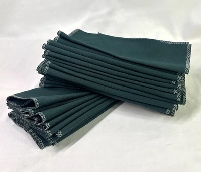 Vtg Lot 29 Dark Green Cloth Napkins White Honeycomb Stitch Holidays Christmas ** - Image 1 of 4