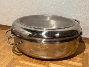 Großer Bräter für Weihnachtsgans, Bratentopf, Edelstahl, oval, ca. 40 x 27 cm - Bild 1 von 4