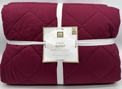 Pottery Barn Teen Finley Cotton TWIN Quilt ~ Burgundy Red - Image 1 of 2