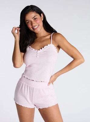 Boux Avenue Short Pyjama Set Women's Stripe Ribbed Breathable Ladies Nightwear - image 1 of 4