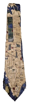 Музей артефактов мужская карта Нью-Йорка полностью шелковый галстук - Изображение 1 из 4