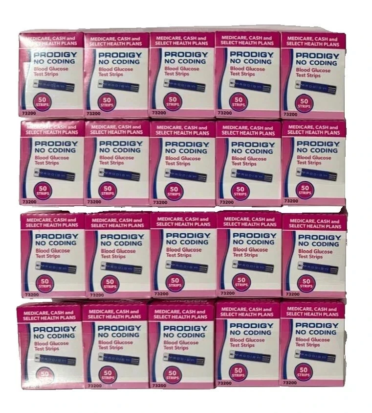 Prodigy No code Blood Glucose 1000 test strips 20 Boxes Of 50 Ct Exp 4/28/2027 - Image 1 of 1