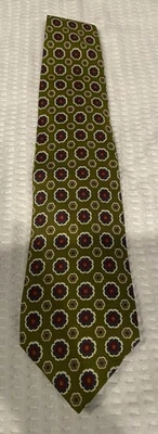 J. Corbata de seda Crew para hombre. Verde oliva con patrones geométricos CHJ-423 Foto 1 de 2