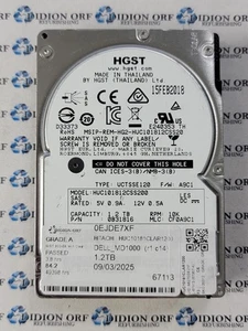 HGST 1.2TB 2.5" SAS HDD 10520 RPM HUC101812CSS200, GRADE A, SKU 20017 - Picture 1 of 2