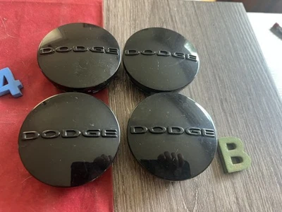 #B (SET 4)  DODGE CARAVAN JOURNEY CHARGER 2.5" BLACK CENTER CAPS 1SK35TRMAA - Image 1 of 4