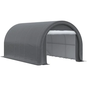 Outsunny Tendone da Giardino per Auto e Attrezzi con Ingresso a Cerniera Grigio - Foto 1 di 10