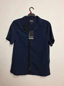 Native Youth Mens Short Sleeve Shirt Button Up Navy Blue Size Medium Brand New - Picture 1 of 13