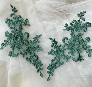 Lace Applique with Sequin Corded Flower Embroidery Lace Appliques Lace Motif ... - Picture 1 of 3