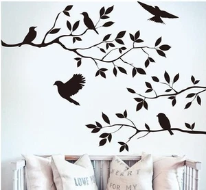 BLACK BIRD TREE BRANCH Wall Stickers Decal Removable Home Decor Mural Vinyl - Picture 1 of 1