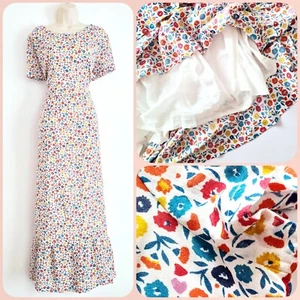 Seasalt Size 14 RRP £80 BNWT White Floral Ditsy Pattern Long Maxi Summer Dress - Picture 1 of 24